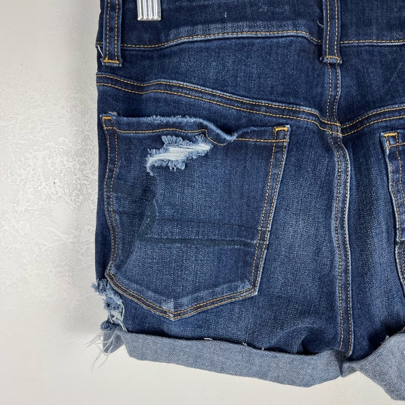 American Eagle Hi-Rise Shortie Jean Shorts Distressed Dark Blue Wash Festival 6 - Picture 6 of 12